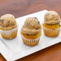 Cookie Dough Cupcake · Chocolate chip cake topped with a generous scoop of edible cookie dough