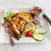 Grilled Chicken Salad · Grilled marinated chicken with peanut dressing.