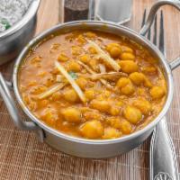 Chana Masala · Chickpeas (garbanzo beans) cooked in a special blend of traditional spices.