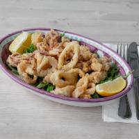 Fritto Misto del Mare · Crispy golden fried calamari and shrimps.