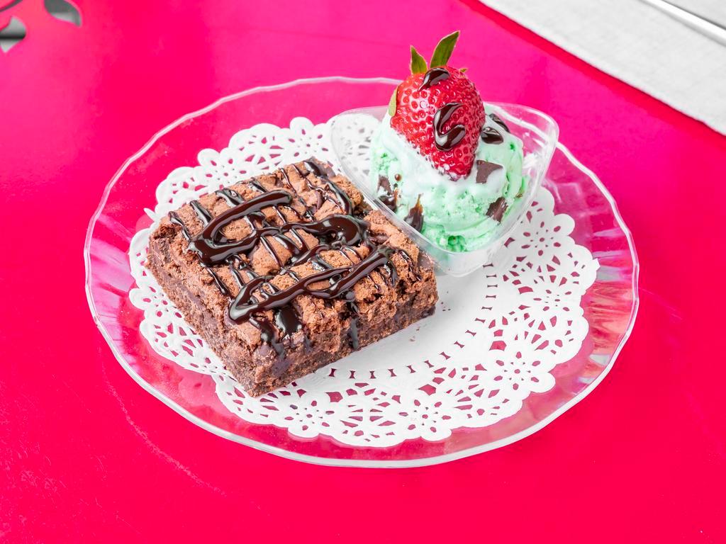 Hot Fudge Brownie with Ice Cream · Delicious homemade brownie with hot fudge and 1 scoop of your choice of ice cream.