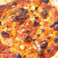 Marinara Pizza  · San Marzano tomatoes, Sicilian oregano, Kalamata black olives, and olive oil.