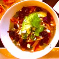 Sopa de Tortilla Tapa (gluten free)(Halal) · Chicken, corn tortilla strips, pasillo, tomato, onion, Cotija, avocado, cilantro, lime. Glut...
