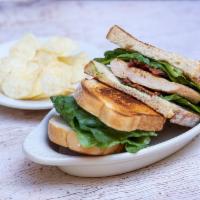 Spicy Chicken BLT Sandwich · Grilled chicken, bacon, lettuce, tomato, and chipotle mayo on sourdough. Substitute fries fo...