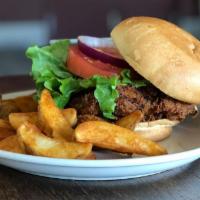 Honey Sriracha Chicken Sandwich · A sweet & spicy flavor explosion in your mouth.  Sau