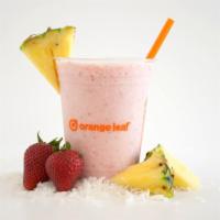 Strawberry Pina Colada Smoothie · A delicious blend of Orange Leaf vanilla yogurt, fresh strawberries, fresh pineapple, & fres...
