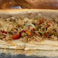 South of The Border Hot Chicken Cheesesteak · Chicken Cheesesteak with a mix of fried onions, hot sliced cherry peppers and sliced Jalapen...