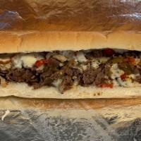 South of The Border Hot Cheesesteak · Cheesesteak with a mix of fried onions, hot sliced cherry peppers and sliced Jalapenos with ...