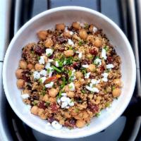 Warm Quinoa Bowl · A delicious quinoa blend with sautéed chickpeas, diced beets, cilantro, chives and Violife F...