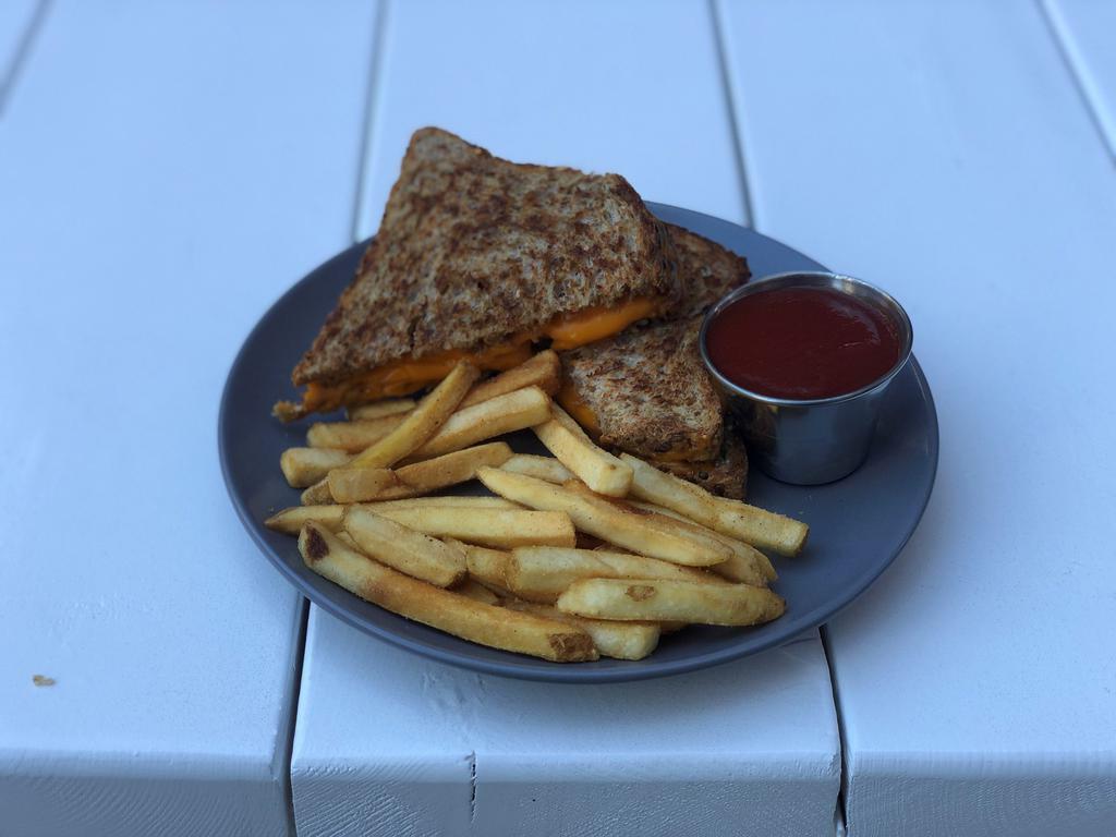 Kids Melt · American slices melted onto toasted wheat berry bread served with fries. (nf)