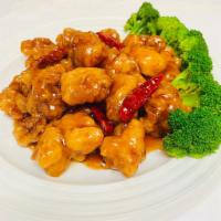 S8. General Tso's Chicken · Hot and spicy. Crispy fried chunks of chicken in a sweet and spicy brown sauce. Served with ...