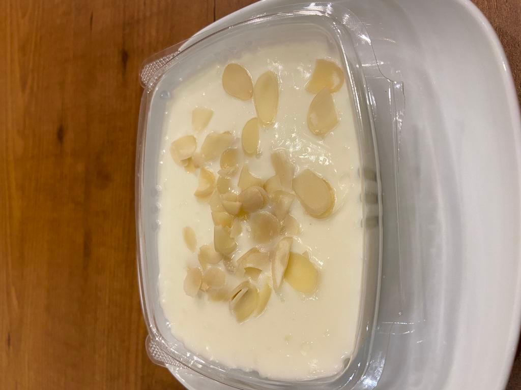 Keskul · Almond pudding. Whole milk, sugar, almond extract, shredded almond, and corn starch.