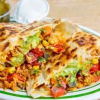 Quesadilla Grande · 12inch Flour Tortilla Folded in Jack Cheese, Beans, Salsa, Rice, Guacamole and Jalapeños. Se...