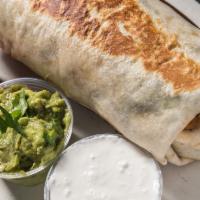Beef Picadillo Burrito · 12 Inch Tortilla with Beans, Spanish Rice, Jack Cheese, Served with Sour Cream and Salsa on ...
