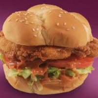 Crispy Chicken Sandwich · Crispy chicken breast, lettuce, tomato and Sriracha mayonnaise
