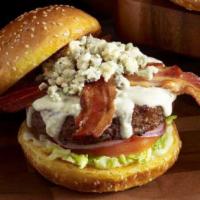 Blue Burger · Lettuce, tomato, bacon, blue cheese, and ranch dressing.
