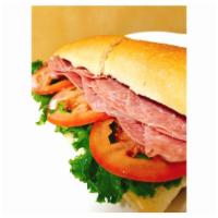 Genoa Salami Sandwich · Includes lettuce, tomato, and choice of dressing.