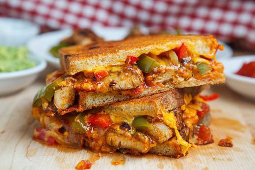 P10. Chicken Fajita Panini · Grilled chicken with salsa sauce, roasted pepper, caramelized onion, and Cheddar cheese on European flatbread.