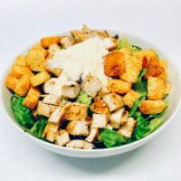 Grilled Chicken Caesar Salad · Grilled chicken, romaine lettuce, Parmesan cheese, and Caesar dressing.