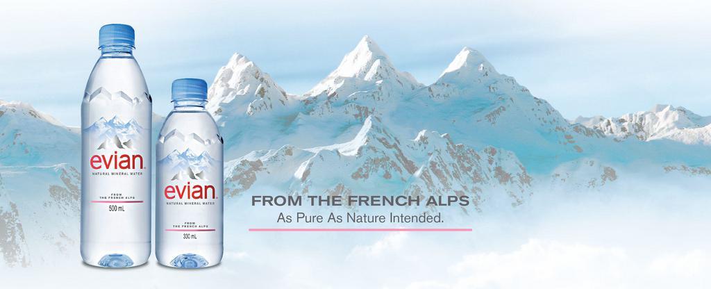 Evian Water · Natural Mineral Water from the French Alps.