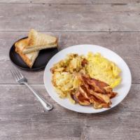2 Eggs Any Style with Bacon · Served with homefries or French fries and toast