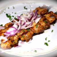 Marinated Chicken Shish Kebab Platter · Served with a side salad, pita bread and 2 sides (rice, french fries, mashed potatoes, beans...