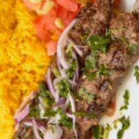 Kofta Kebab Platter · Served with 2 sides. Rice, french fries, mashed potatoes, beans, salads.