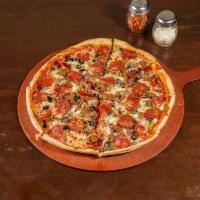 Pipeline Combination Pizza · Traditional tomato sauce, mozzarella cheese, pepperoni, Italian sausage, ground beef, fresh ...