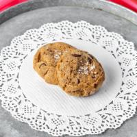 Bangin' Chocolate Chip Cookies · 2 cookies. Gluten-free chocolate chip cookies with pecans, topped with Australian pink salt.