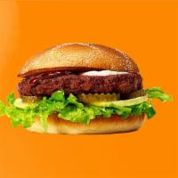 Frisco Burger · Juicy grass fed beef, with a delicious smoky barbeque sauce, yellow onion, mayonnaise, pickl...