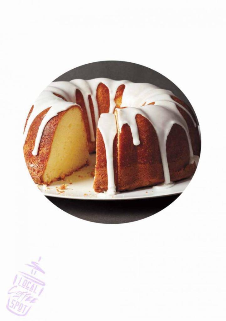 Lemon Pound Cake  · When life gives you lemons...Local Coffee Spot gives you Lemon Pound Cake! Lemon cake is a dense, flavorful and very popular choice. It provides a super moist and dense, yet spongy texture, filled with rich lemon flavors.