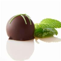 Dark Mint · Dark chocolate shell filled with dark chocolate peppermint ganache