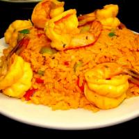 Arroz con Camarones · Rice with shrimp.