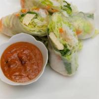 Veggie Egg Roll · 2 pieces. Egg roll sheet wrapped with cabbage, carrot, mushroom, and glass noodles.