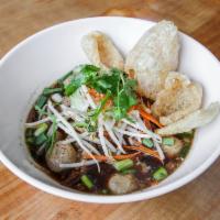 Pork Stew Noodle Soup · Similar to the boat noodle soup. Rice noodles, pork stew, chinese broccoli, bean sprout with...