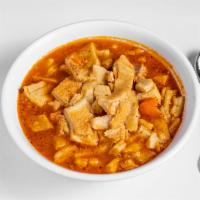 Beef Tripe Soup · Mondongo. Slow-cooked beef tripe with vegetable soup.