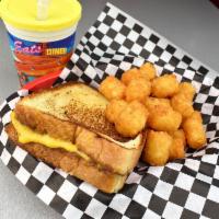 Grilled Cheese Kiddo Meal · Hot sandwich filled with cheese that has been pan cooked or grilled. 