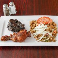 Chicken Fried Rice · Guyanese/Chinese homemade style fried rice topped with chicken. You can add Jerk, BBQ, or fr...