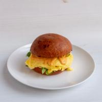  Breakfast Sandwich (V) · Soft scrambled eggs, cheddar cheese, arugula, chipotle aioli on brioche. 