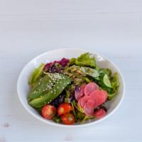  Wellness Bowl (VG) · Farro brown rice, avocado, beet puree, pickled radish, pickled cucumber, tomato, herb salad,...
