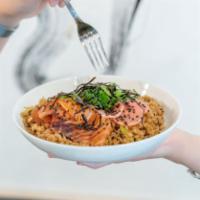 Kyoto Salmon Rice Bowl · smoked salmon, brown rice, ponzu sauce, mixed greens, pickled cucumbers, pickled red onions,...