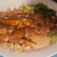 GRILLED  CHICKEN OVER  THE RICE 