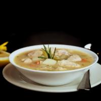 Creamy Mushroom Soup · Creamy mushroom soup seasoned. Served with vegetable broth.