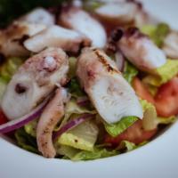 Octopus Salad · Char-grilled octopus chunks. Served over special cherry mixed salad.