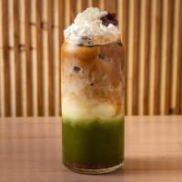 Azuki Matchapresso · Japanese green tea with espresso and red bean.