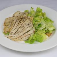 Grilled Chicken Caesar Salad  · Garlic croutons and Parmesan cheese.
