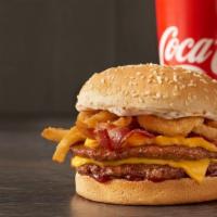 Bacon Roadhouse Burger Combo · Includes box fries and a bottled drink. 