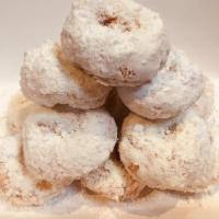 Powdered Sugar Mini Donuts(12) · Handcrafted mini donuts. Always made to order. 12 Powdered Sugar Mini Donuts