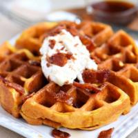 Waffle and bacon · Waffle served with the 4 strips of Turkey Bacon.