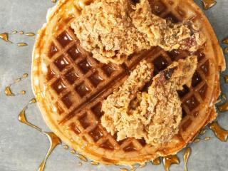 Waffle and Fried Chicken · Waffle served with 2 piece Fried chicken. Leg and Thigh or Breast and wing.